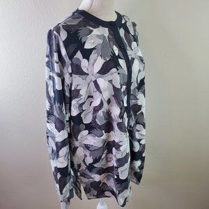 Isaac Mizrahi Live! Womens Black Multi Floral Button Front Long Sleeve Blouse